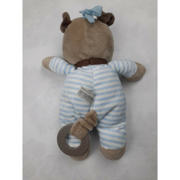 Carters My 1st First Puppy Musical Tan Gray 12” Plush Dog Blue Striped Brahms - Picture 2 of 4